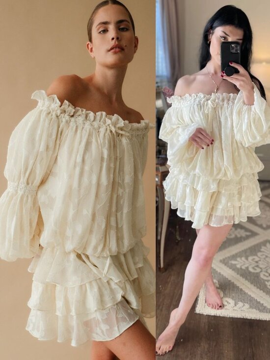 The Bekk Dresses & Skirts - The Bekk Elora Dress Ivory‎ Lace Floral Off Shoulder Mini NWT Size XS/S